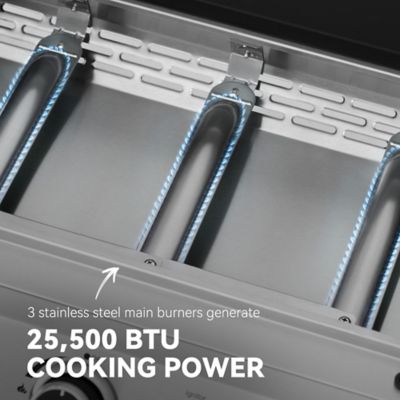 Image showing  3-Burner 24 in. Propane Gas Portable Stainless Steel Griddle with Cover, 25,500 BTU