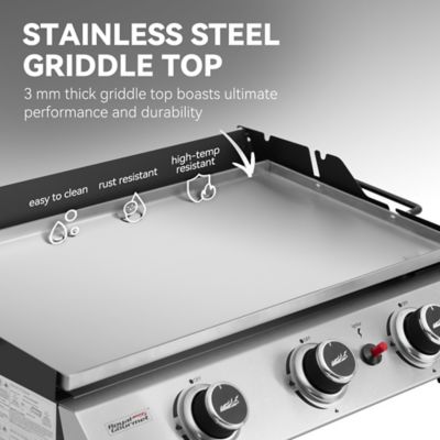 Image showing  3-Burner 24 in. Propane Gas Portable Stainless Steel Griddle with Cover, 25,500 BTU