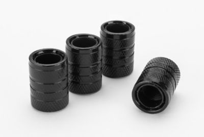 Image showing  Aluminum Barrel Tire Valve Caps, Black, 4-Pack