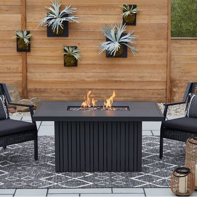 Real Flame Calvin 52 in. Rectangle Metal Propane Fire Pit Table with Hidden Tank