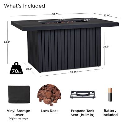 Image showing  Calvin 52 in. Rectangle Metal Propane Fire Pit Table with Hidden Tank