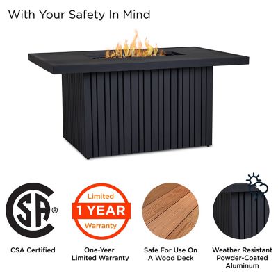 Image showing  Calvin 52 in. Rectangle Metal Propane Fire Pit Table with Hidden Tank