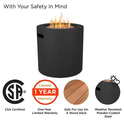 Image showing  Aegean 24 in. Round Steel Propane Fire Pit Table with Hidden Tank, Black