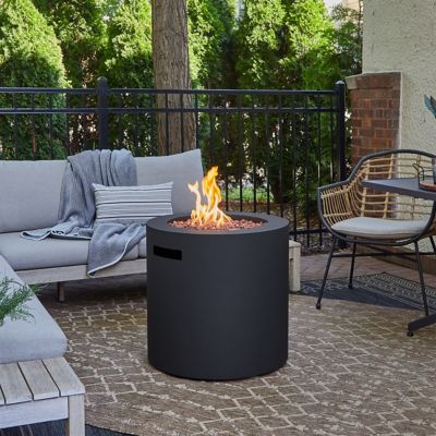 Image showing 9 th Real Flame Aegean 24 in. Round Steel Propane Fire Pit Table with Hidden Tank, Black