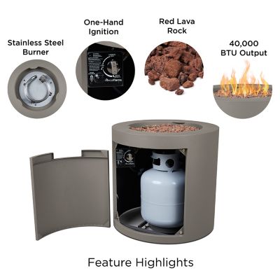 Image showing  Aegean 24 in. Round Steel Propane Fire Pit Table with Hidden Tank, Gray