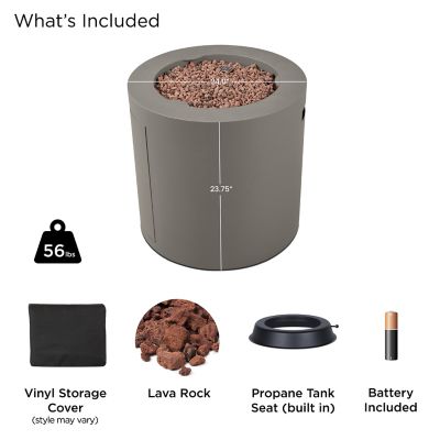 Image showing  Aegean 24 in. Round Steel Propane Fire Pit Table with Hidden Tank, Gray