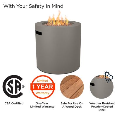 Image showing  Aegean 24 in. Round Steel Propane Fire Pit Table with Hidden Tank, Gray