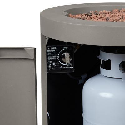 Image showing  Aegean 24 in. Round Steel Propane Fire Pit Table with Hidden Tank, Gray