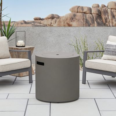 Image showing 6 th Real Flame Aegean 24 in. Round Steel Propane Fire Pit Table with Hidden Tank, Gray
