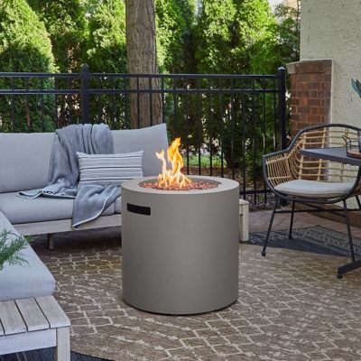 Image showing 9 th Real Flame Aegean 24 in. Round Steel Propane Fire Pit Table with Hidden Tank, Gray