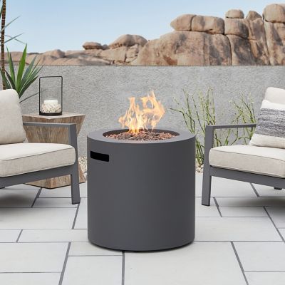 Real Flame 24 in. Aegean Round Steel Propane Gas Fire Pit Table with Hidden Tank, Slate
