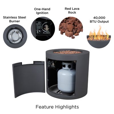 Image showing  24 in. Aegean Round Steel Propane Gas Fire Pit Table with Hidden Tank, Slate