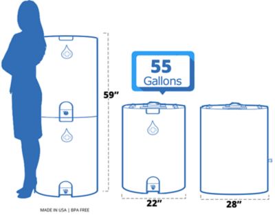 Image showing  55 gal. Water Storage Tank, Blue