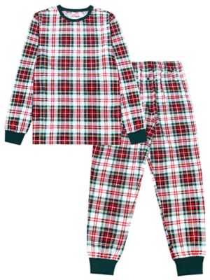 Holiday Famjams Men's Red and Green Plaid Sleep Set, 2 pc.