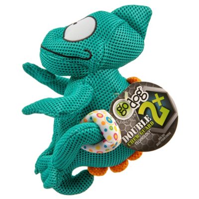 Image showing  Double Chew Guard Technology Chameleon Squeaker Plush Dog Toy, Teal, Medium