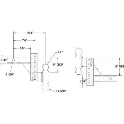 Image showing  2 in. Receiver Adjustable Dual Ball Hitch for Hitch Receivers, 5 in. Drop, 7,500 lb./10,000 lb. Capacity