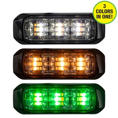 Buyers Products 3-1/2 in. Wide Angle Tri Color LED Strobe Light with Amber, Clear, and Green Lights