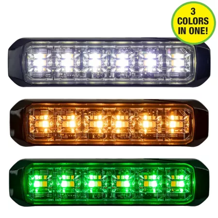 Buyers Products 5" Wide Angle Tri-Color LED Strobe Light with Amber Clear and Green Lights Strobe Lights