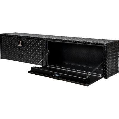 Image showing  18 in. x 16 in. x 88 in. Textured Matte Black Diamond Tread Aluminum Topsider Truck Box