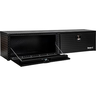 Image showing  18 in. x 16 in. x 90 in. Textured Matte Black Diamond Tread Aluminum Topsider Truck Tool Box