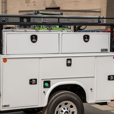 Image showing 9 th Buyers Products 16 x 13 x 72in. White Smooth Aluminum Topsider Truck Tool Box