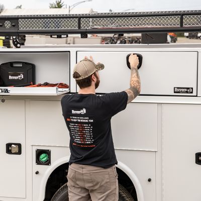 Image showing 9 th Buyers Products 18 x 16 x 72in. White Smooth Aluminum Topsider Truck Tool Box