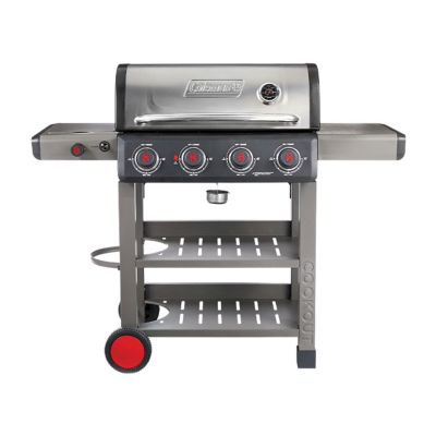 Coleman Cookout 4 Burner Propane Gas BBQ Grill & Side Burner, 637 sq. in. Cooking Surface & Instastart Ignition, Stainless Gray