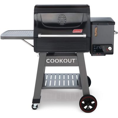 Coleman Cookout 1000 Pellet Grill, 1035 sq. in. Total Cooking Surface, LED Digital Controller and 2 Meat Probes, Black and Gray