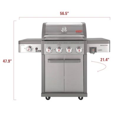 Image showing  4-Burner Revolution Propane and Natural Gas Convertible Grill, Gray, With Side Burner