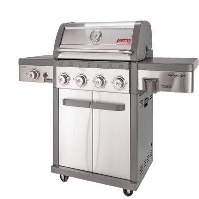 Image showing 9 th Coleman 4-Burner Revolution Propane and Natural Gas Convertible Grill, Gray, With Side Burner