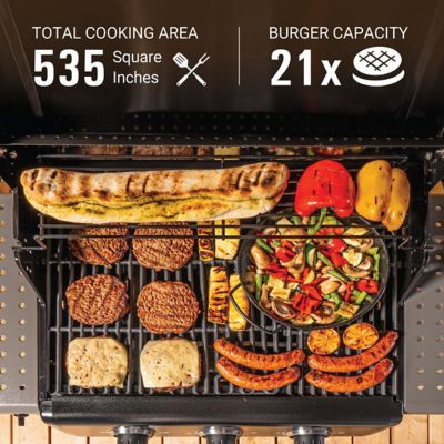 Image showing  Cookout Grilling Kit with 3-Burner Propane Gas BBQ Grill, Heavy-Duty Cover and 12 pc. Tool Set, Multicolor