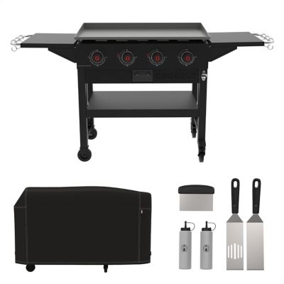 Coleman Cookout Grilling Kit with 4 Burner Propane Gas Griddle Station, Heavy Duty Cover and 5 pc. Tool Set