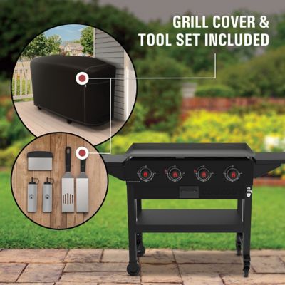 Image showing  Cookout Grilling Kit with 4-Burner Propane Gas Griddle Station, 720 sq. in., Heavy-Duty Cover and 5 pc. Tool Set