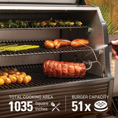 Image showing 6 th Coleman 1,035 sq. in. Cookout 1000 Digital Hardwood Pellet Grill and Smoker with Heavy-Duty Cover, Black