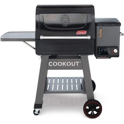 Image showing 8 th Coleman 1,035 sq. in. Cookout 1000 Digital Hardwood Pellet Grill and Smoker with Heavy-Duty Cover, Black