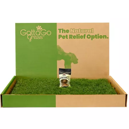 Gotta Go Grass Real Grass Pet Potty Mat with Tray and Treats Indoor Pet Potties