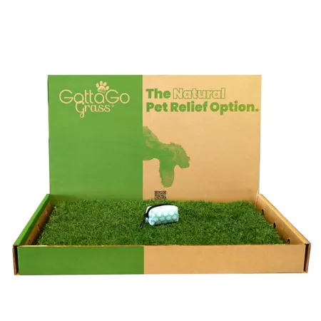 Gotta Go Grass Real Grass Pet Potty Mat with Tray and Waste Bag Dispenser Indoor Pet Potties