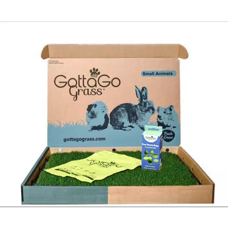 Gotta Go Grass Real Grass Small Animal Potty Mat and Tray 1 pk and waste bags Indoor Pet Potties