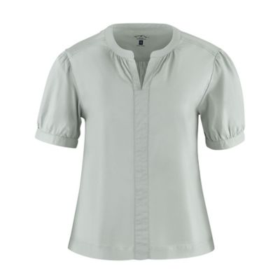 Blue Mountain Women's Short-Sleeve Puff Popover Blouse