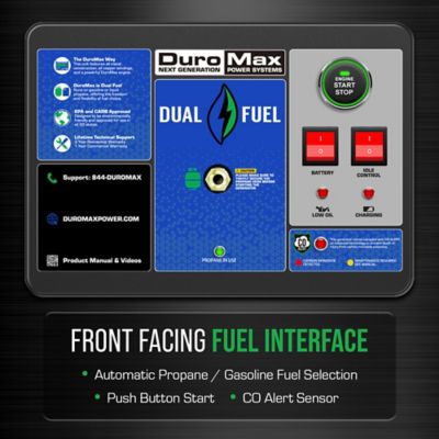 Image showing 6 th DuroMax 15,000/12,000-Watt Dual-Fuel XP15000HX Portable Home Power Backup Generator, CO Alert