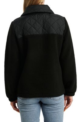 Image showing  Long Sleeve Quarter Zip Sherpa Pullover With Quilted Nylon Details