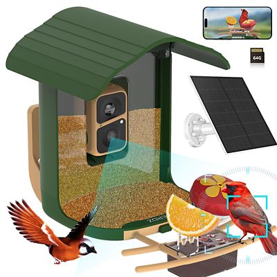 BERDZ Smart Bird Feeder with Camera, Detached Solar Panel, App Control, Wi-Fi Connectivity, PAV300