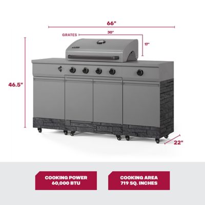 Image showing  5-Burner Fresno Propane and Natural Gas Convertible Grill, Gunmetal/Graphite Stone