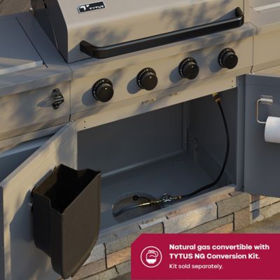 Image showing 7 th TYTUS 5-Burner Fresno Propane and Natural Gas Convertible Grill, Gunmetal/Graphite Stone