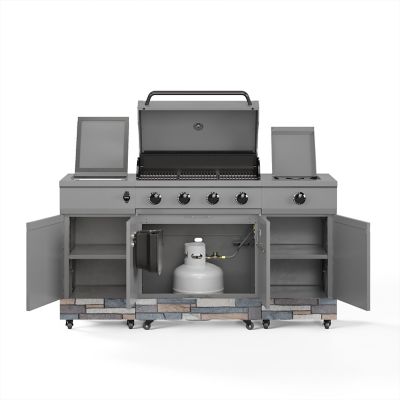 Image showing  5-Burner Fresno Propane and Natural Gas Convertible Grill, Gunmetal/Ash Stone