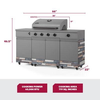 Image showing  5-Burner Fresno Propane and Natural Gas Convertible Grill, Gunmetal/Ash Stone