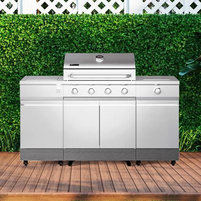 Image showing 9 th TYTUS 5-Burner Fresno Propane and Natural Gas Convertible Grill, Carbon Wood
