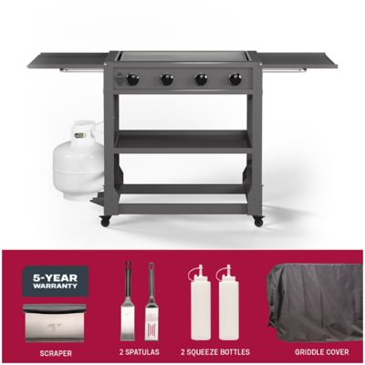 Image showing  4-Burner Fresno Multi-Fuel Flat Top Griddle with Tool Set and Cover, 498 sq. in., Gunmetal