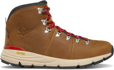 Danner Men's Mountain 600 Gore-Tex Low Waterproof Hiking Boots, 4.5 in., Grizzly Brown/Rhodo Red