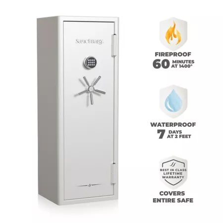 Sanctuary Executive Fireproof and Waterproof Home and Office Safe with Electronic Lock Pearl White Metallic Gloss Finish Home Safes